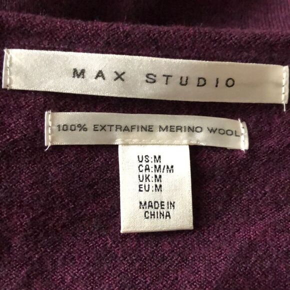 Max Studio Wool Maroon Round Neck Sweater - Picture 8 of 8
